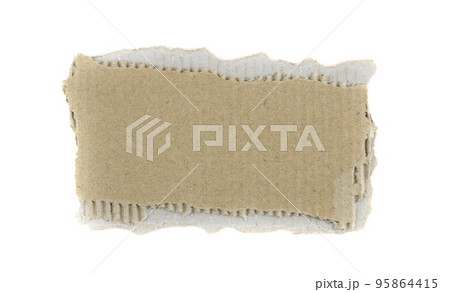 Torn pieces recycled cardboard isolated on white background. Banner. Copy space 95864415