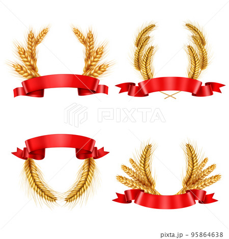 Realistic Spikelet Wreaths With Ribbons 95864638