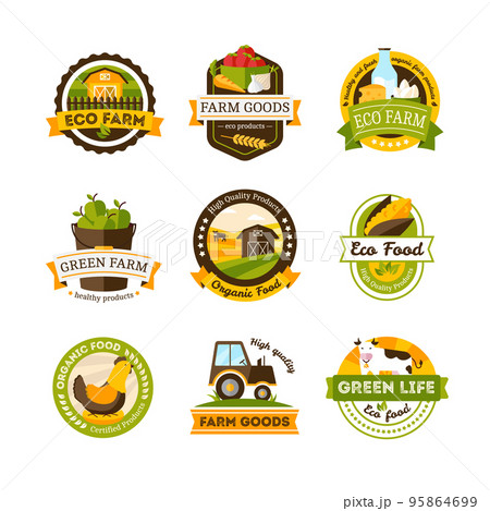 Organic Food Farm Emblems Organic Food Farm Emblems 95864699