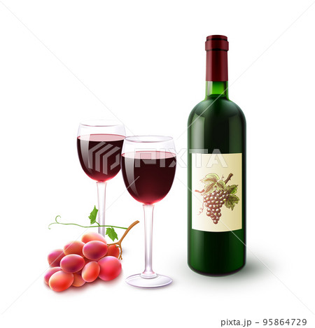 Red Wine Bottle Glasses And Grapes Red Wine Bottle Glasses And Grapes 95864729