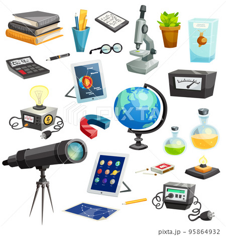 Science Elements Cartoon Set Science Elements Cartoon Set 95864932