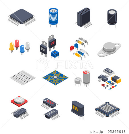 Semiconductor Components Icon Set 95865013