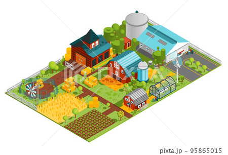 Rural Farm Isometric Composition Rural Farm Isometric Composition 95865015