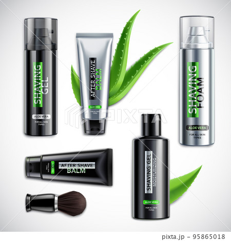 Realistic Shaving Cosmetics Products Set Realistic Shaving Cosmetics Products Set 95865018