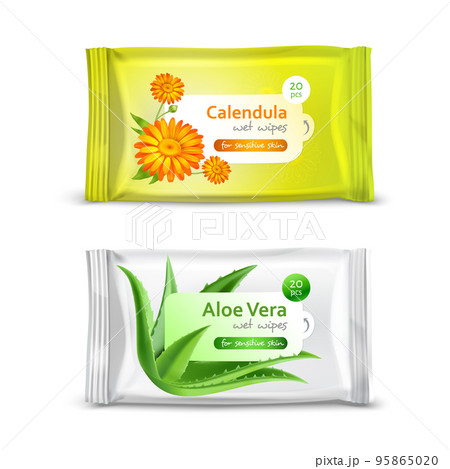 Realistic Wet Napkins Packaging Set 95865020