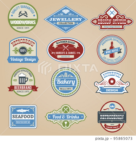 Retro Emblems Colored Retro Emblems Colored 95865073