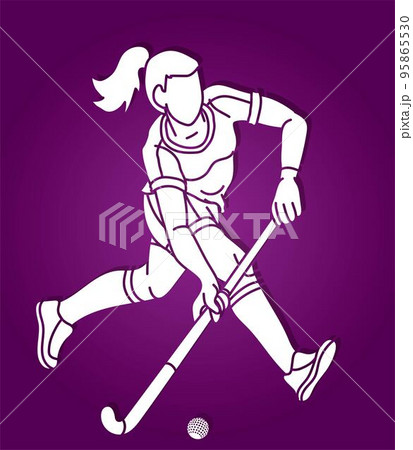 Field Hockey Sport Female Player Action Cartoon Graphic Vector Field Hockey Sport Female Player Action Cartoon Graphic Vector 95865530