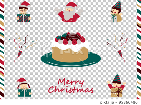 聖誕蛋糕和聖誕老人，孩子們 95866486