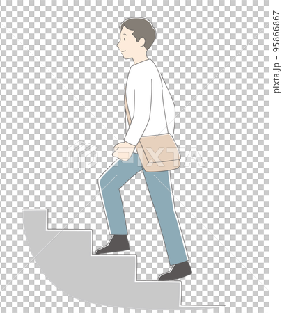 一個人爬樓梯的插圖 95866867