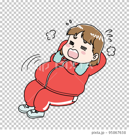 筋トレをするメタボ気味な女性のダイエットイラスト 95867638