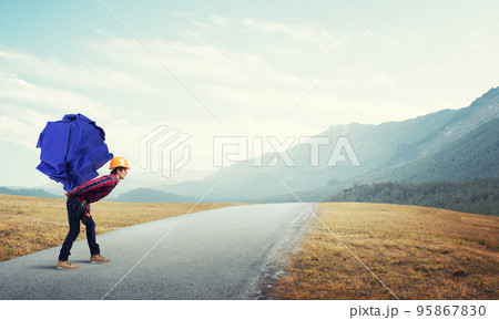 Engineer man carry load Engineer man carry load 95867830
