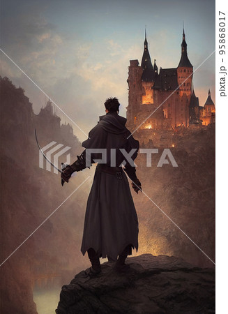 Concept art illustration of vampire slayer Concept art illustration of vampire slayer 95868017