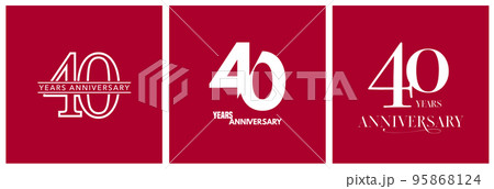 40 years anniversary set of vector icons, logo. Design element with graphic style numberry 40 years anniversary set of vector icons, logo. Design element with graphic style numberry 95868124