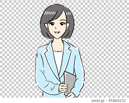 A woman holding a personal computer A woman holding a personal computer 95868232