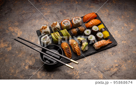 Variety of Japanese sushi Variety of Japanese sushi 95868674