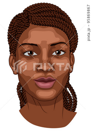 Young Black Woman Face Portrait Illustration Young Black Woman Face Portrait Illustration 95869867