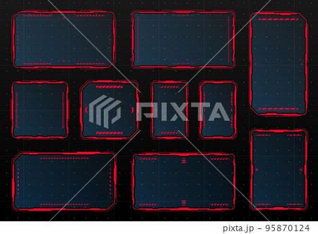 Red HUD danger warning and alert attention...のイラスト素材 [95870124] - PIXTA