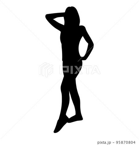 Abstract black silhouette girl on white background Abstract black silhouette girl on white background 95870804