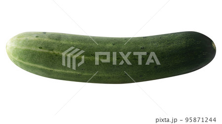 ripe cucumber and Cucumber slice isolated on a white background. 95871244