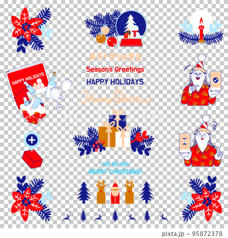 Christmas illustration set_woman operating a smartphone Christmas illustration set_woman operating a smartphone 95872378
