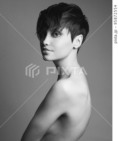 beautiful stylish girl with trendy modern hairstyle beautiful stylish girl with trendy modern hairstyle 95872554