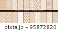 Geometric set of seamless gold and white patterns. Simpless graphics 95872820