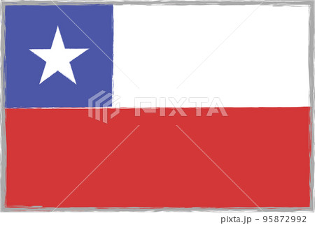 チリの国旗［ソフトトーン・シンプル］