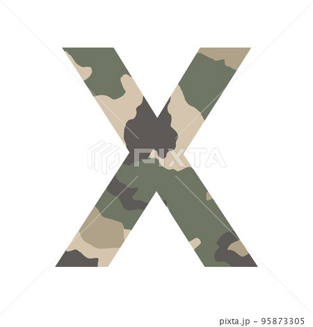 English alphabet letter X, khaki style isolated on white background - Vector 95873305