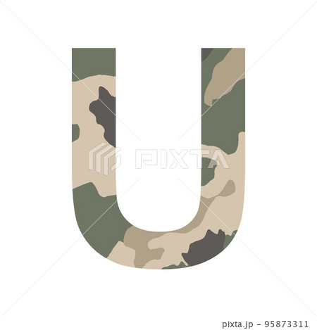 English alphabet letter U, khaki style isolated on white background - Vector 95873311