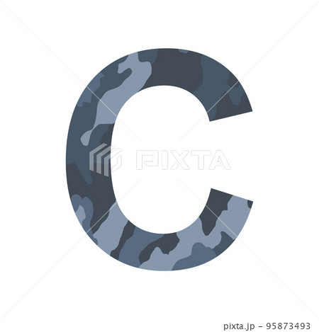 English alphabet letter C, khaki style isolated on white background - Vector 95873493
