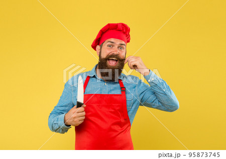 Homemade is best. Hipster cook hat and apron cooking delicious food Homemade is best. Hipster cook hat and apron cooking delicious food 95873745
