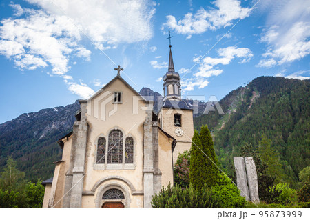 Chamonix church of Saint Michel in Haute Savoie, French Alps 95873999