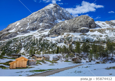 Snowcapped Marmolada mountain in Dolomites alps, Italy Snowcapped Marmolada mountain in Dolomites alps, Italy 95874412