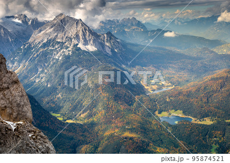 Dramatic landscape in Bavarian alps, Mittenwald, Germany, Karwendel mountains 95874521