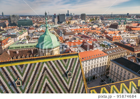 Cityscape of old town of Vienna and St Stephens Cathedral roof, Austria Cityscape of old town of Vienna and St Stephens Cathedral roof, Austria 95874684