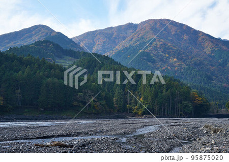 山梨県 大城川砂防ダム上流の紅葉 山梨県 大城川砂防ダム上流の紅葉 95875020