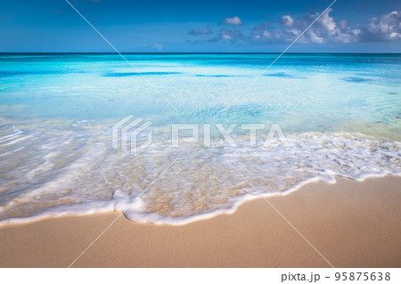 Aruba idyllic caribbean beach at sunny day, Dutch Antilles, Caribbean Sea Aruba idyllic caribbean beach at sunny day, Dutch Antilles, Caribbean Sea 95875638
