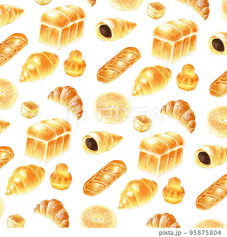たくさんのパンのイラスト背景素材のイラスト素材