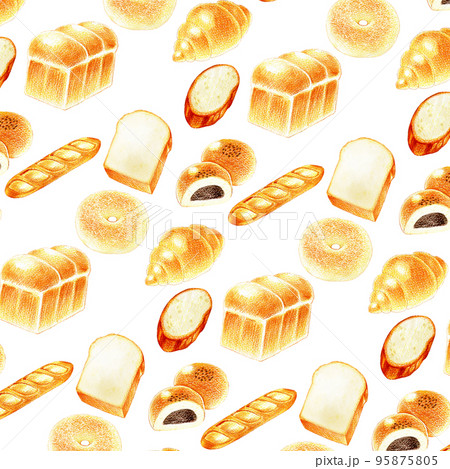 たくさんのパンのイラスト背景素材 95875805