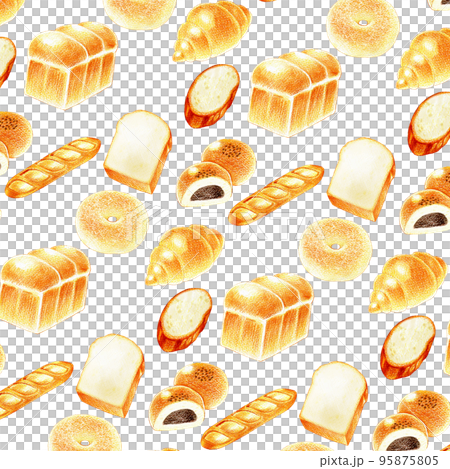 たくさんのパンのイラスト背景素材 95875805