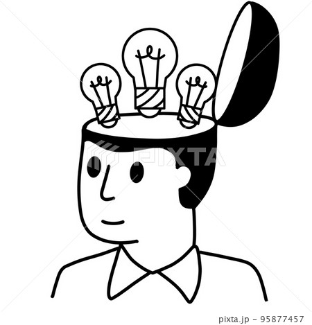Man with open mind. Concept of idea, knowledge and learning Man with open mind. Concept of idea, knowledge and learning 95877457