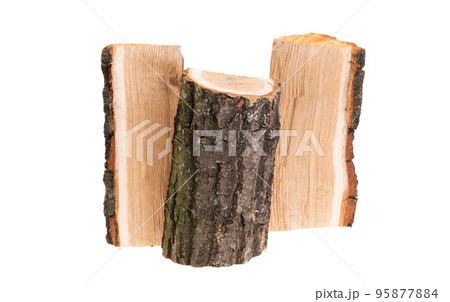 chopped firewood isolated 95877884
