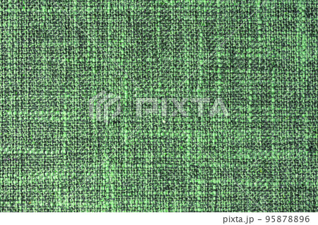 Close up texture of green coarse weave upholstery fabric. Decorative textile background 95878896