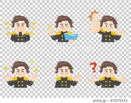 A man in a marine uniform facial expression pattern set 95879341