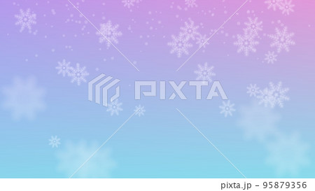 雪の結晶が舞う背景素材　パステルカラー 95879356