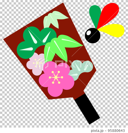 松竹梅柄羽子板と羽根 95880643