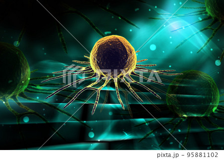 3d rendered Cancer Cell on a color background 3d rendered Cancer Cell on a color background 95881102