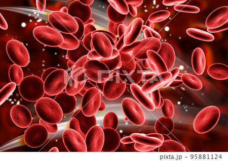3d rendered streaming blood cells on color background 3d rendered streaming blood cells on color background 95881124