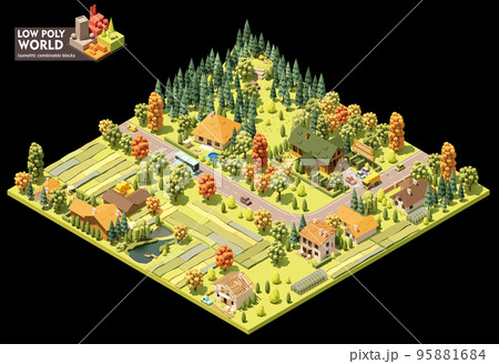 Vector isometric countryside map 95881684