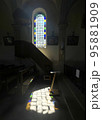 stained glass in a church wall in reims, france 95881909